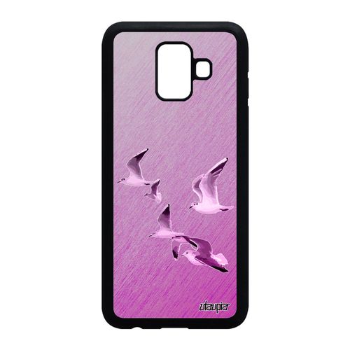 Coque Oiseaux Mouettes Pour Samsung Galaxy A6 2018 Silicone Animal Texture Design Original Rose Effet Nature Case De Protection Mer