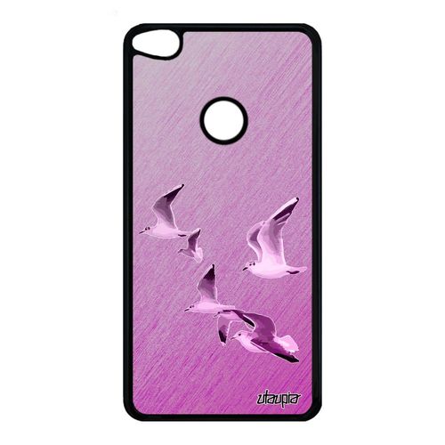 Coque Silicone Huawei P9/P8 Lite 2017 Oiseaux Mouettes Effet Case Animal Mer Animaux Housse Design Nature Texture Marin Mobile Rose