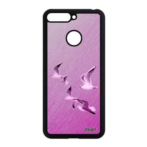 Coque Honor 7a Silicone Oiseaux Mouettes Portable Animaux Marin Mer Design Etui Effet Texture Animal Alu Rose Nature Mobile De