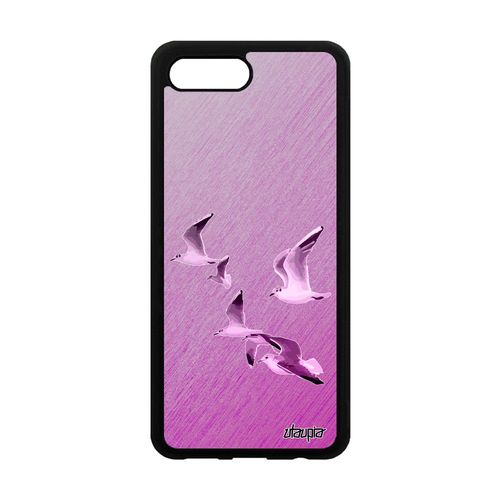 Coque De Protection Honor 10 Silicone Oiseaux Mouettes Nature Antichoc Mobile Mer Rose Animaux Effet Tpu Marin Texture Design Animal