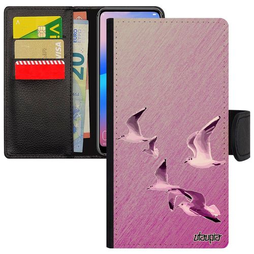 Coque Pour Honor 10 En Silicone Oiseaux Mouettes Design Mobile Animal Texture Rose Mer Housse Animaux Etui Marin Pu Made In France