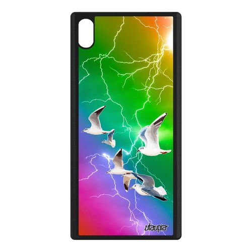 Coque Sony Xperia Xa1 Ultra Silicone Oiseaux Mouettes Animaux Arc En Ciel De Protection Mobile Nature Jaune Design Orage Telephone