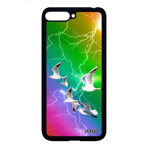 Coque Oiseaux Mouettes Pour Huawei Y6 2018 Silicone Orage Telephone Antichoc Jaune Design Personnalisé Case Nature Marin Animal Mer