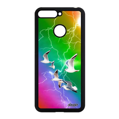 Coque Oiseaux Mouettes Honor 7a Silicone Jaune Marin Eclair Multicolore Smartphone Design Pas Cher Orage Souple Animaux Portable Mer