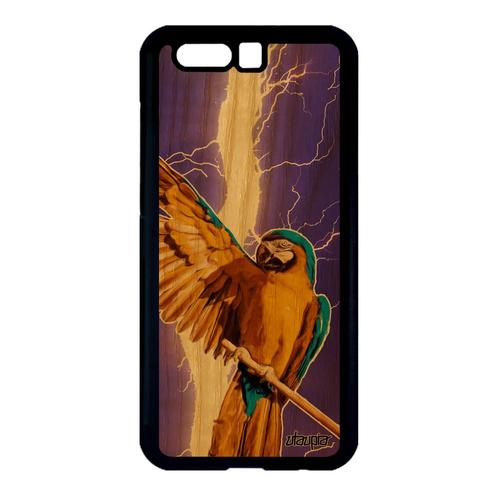 Coque Bois Veritable Honor 9 Silicone Perroquet Design Telephone Tropical Dessin Violet Animal Eclair Portable Antichoc 4g Perruche