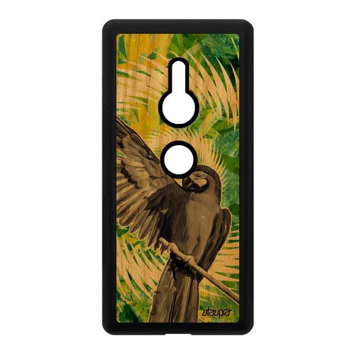 Coque Perroquet Sony Xperia Xz2 Bois Silicone Perruche Design Mandala Nature Oiseau Animaux De Protection 4g Dessin Caoutchouc Vert