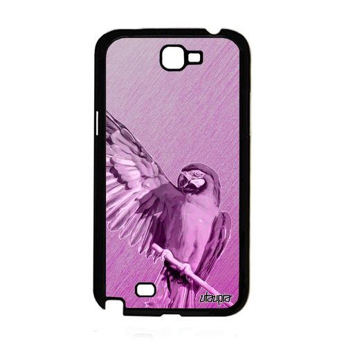 Coque Silicone Galaxy Note 2 Perroquet Souple Unique Animal Rose Effet 4g Oiseau Texture Perruche Tropical Animaux Portable Samsung