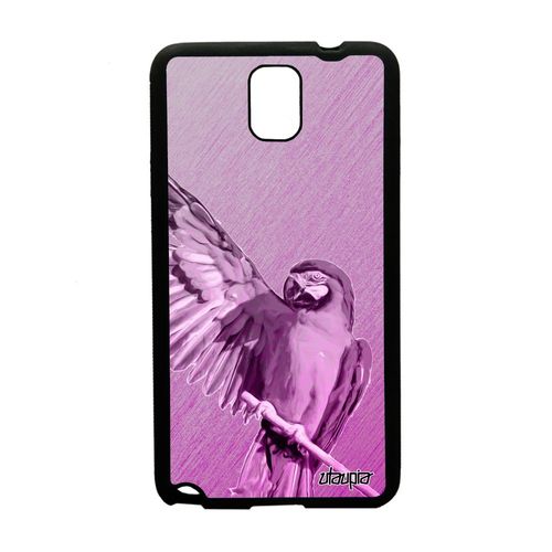 Coque Silicone Samsung Galaxy Note 3 Perroquet Texture Tropical Etui Oiseau Design Animal 4g Housse Rose Telephone Metal Effet De