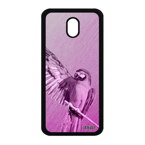 Coque Galaxy J3 2017 Silicone Perroquet Effet Case Animaux Animal Cover Perruche Rose Mobile Tropical Texture Design Etui De Samsung
