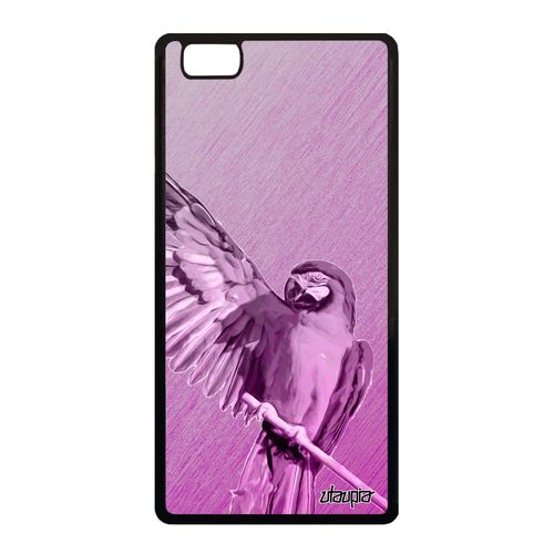 Coque Silicone Pour Huawei P8 Lite 2015 Perroquet Tropical Texture Animaux Design Animal Perruche Cover Telephone Rose Antichoc Case