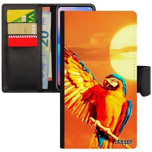 Coque Pour Xiaomi Redmi Note 6 Pro Rabat Portefeuille Silicone Perroquet Exotique Animaux Rigide Oiseau De Protection Etui Perruche