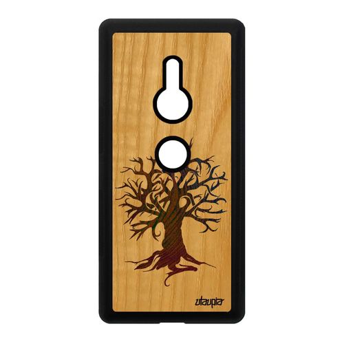Coque Sony Xperia Xz2 Bois Naturel Silicone Peinture Arbre Art Motif Ecologie Foret Portable Pas Cher Nature Jaune Case Zen Ecolo De
