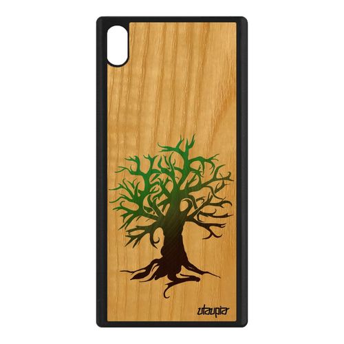 Coque De Protection Sony Xperia Xa1 Ultra Bois Naturel Silicone Peinture Arbre Foret De Vie Art Vert Nature Zen Etui Made In France