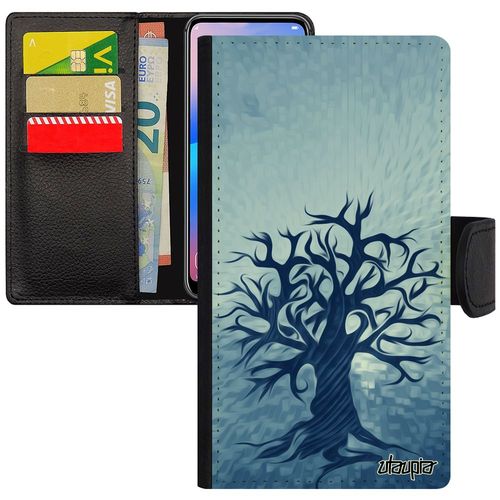 Coque Rabat Pour Iphone 6 6s En Cuir Porte Cartes Silicone Peinture Arbre Ecolo Nature Bleu Naturel De Vie Zen Decoratif Etui