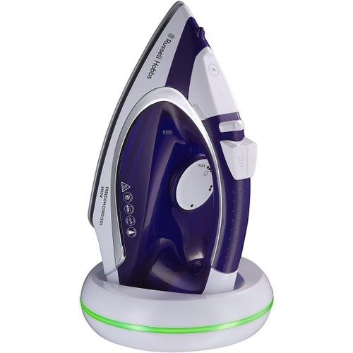 Blanc/Violet Prune Fer à repasser vapeur [Sans fil & Puissant] Supreme Stream (2400 W, 135 g/min Effet pressing, Réservoir 300 ml, Semelle céramique, Socle de recharge rapide, anti-calcaire) 23300-56