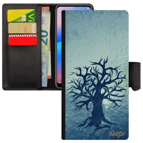 Coque Rabat Honor 8a Simili Cuir Silicone Peinture Arbre Bleu Telephone De Vie Cover Naturel Nature Zen Ecolo Ecologie De Protection