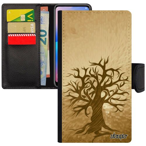 Coque Peinture Arbre Iphone 7 Plus En Cuir Rabat Portefeuille Housse Motif Case Pochette De Vie Zen Foret Smartphone Telephone