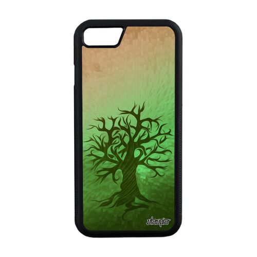 Coque Iphone 8 En Silicone Peinture Arbre Naturel Tpu Decoratif Vert Ecologie Nature Solide De Vie Foret Antichoc Ecolo Unique