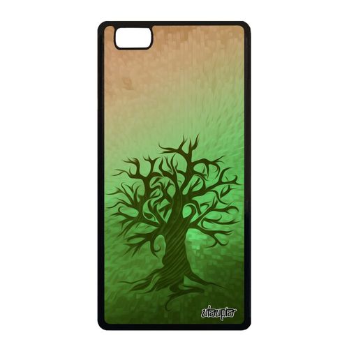 Coque Huawei P8 Lite 2015 En Silicone Peinture Arbre Foret Telephone Antichoc Ecologie Rigide Vert Caoutchouc Ecolo De Vie Decoratif
