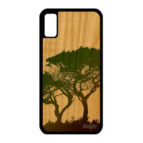 Coque Pour Iphone X Bois Naturel Silicone Arbres Frêne Marron Branche Ecologie Mobile Portable Feuilles Ecolo Zen Paysage