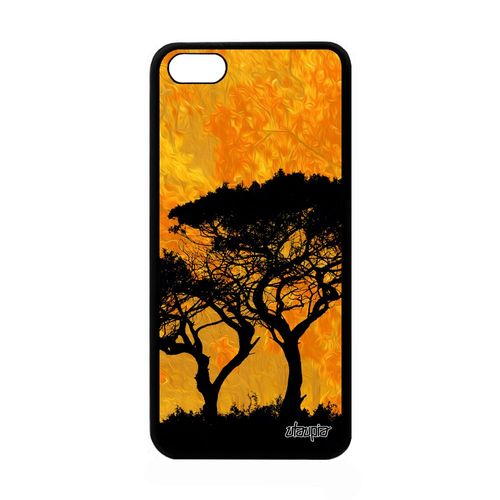 Coque Pour Apple Iphone 5c Silicone Arbres Case Ecolo Antichoc Paysage Peinture Orange Dessin 4g Afrique Savane Metal Design Soleil