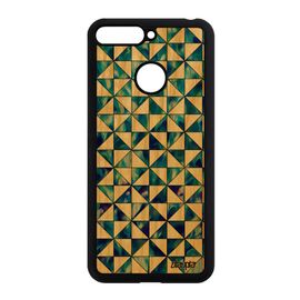 Coque Silicone Pour Honor 7a Bois Design Carreau Carre Mobile Etui Bleu Motif Cadeau Coloré Case Souple Marbre Effet Geometrie De