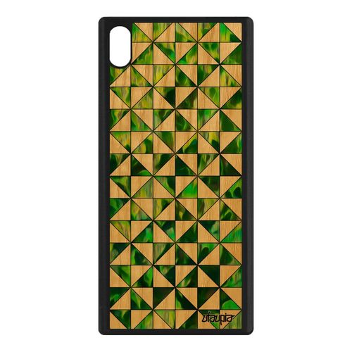 Coque Design Carreau Pour Sony Xperia Xa1 Ultra Bois Silicone Telephone Coloré Motif Carre Design Tpu Vert Geometrique Fait Main 4g