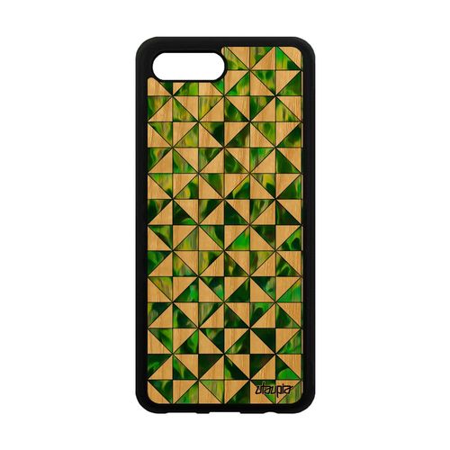 Coque Bois Pour Honor 10 Silicone Design Carreau Marbre Etui Telephone Case Fait Main Vert Effet 4g Carre Motif Coloré Geometrique