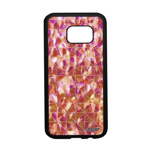 Coque Silicone Pour Samsung Galaxy S7 Design Carreau Orange Texture Motif Original Housse Marbre Losange Geometrique Telephone Fond