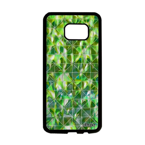 Coque Silicone Galaxy S7 Edge Design Carreau Geometrique Vert Jolie Mobile Case Motif Effet Telephone Carre Vegetal Housse Samsung