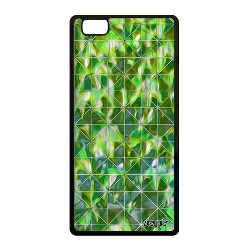 Coque Huawei P8 Lite 2015 Silicone Design Carreau Vert Carre Geometrique Motif Etui Design Personnalisé Portable Marbre Effet Jolie