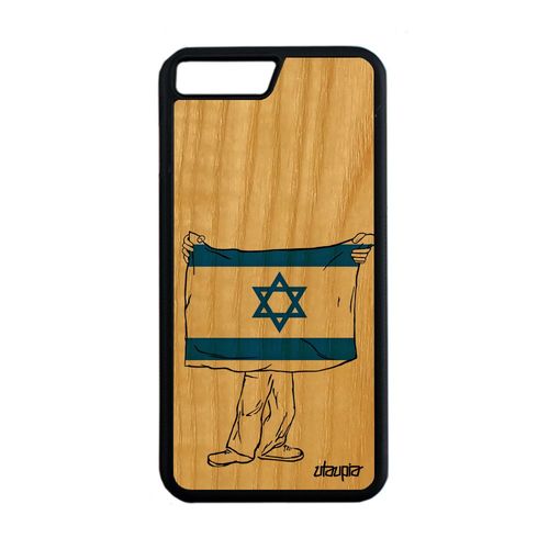 Coque Drapeau Israel Israelien Pour Iphone 7 Plus Bois Silicone Football Smartphone Antichoc Case Bumper Foot Coupe Du Monde