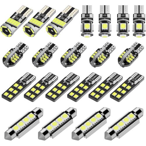 Noir,Argent,Jaune ¿ Lot De 22 Ampoules Led Smd Sans Erreur De Rechange Pour Voiture, Pour L¿Intérieur, La Plaque D¿Immatriculation, Navette C5 W T10 168 194 2825 Xénon, Blanc