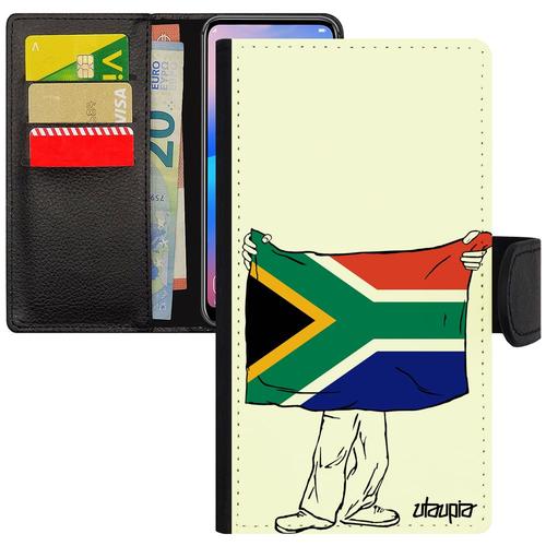 Coque Iphone 8 Plus Portefeuille Porte Cartes Drapeau Afrique Du Sud Africain Jo Iphone 8+ Coupe Du Monde Case Made In France