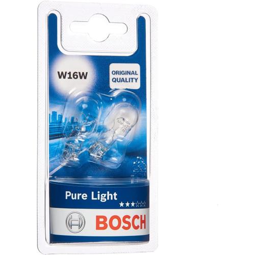 Standard - Pure Light Bosch W16w Pure Light Lampes Auto - 12 V 16 W W2,1x9,5d - 2 Ampoules, Yellow