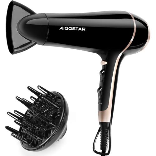 Aigostar Lora - Sèche-Cheveux Professionnel 2400w. 2 Vitesses Et 3 Niveaux De Température. Option Air Froid, Inclus Diffuseur Et Embout Concentreur D'air. Design Exclusif.