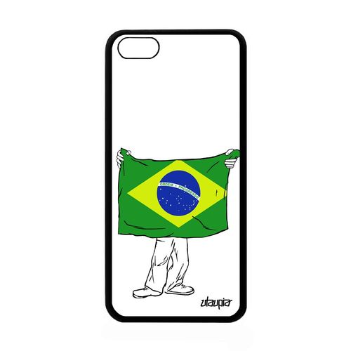 Coque Silicone Drapeau Bresil Bresilien Pour Iphone 5c Foot Basket Jeux Olympiques Unique Case Coupe Du Monde Jo Telephone 4g Apple