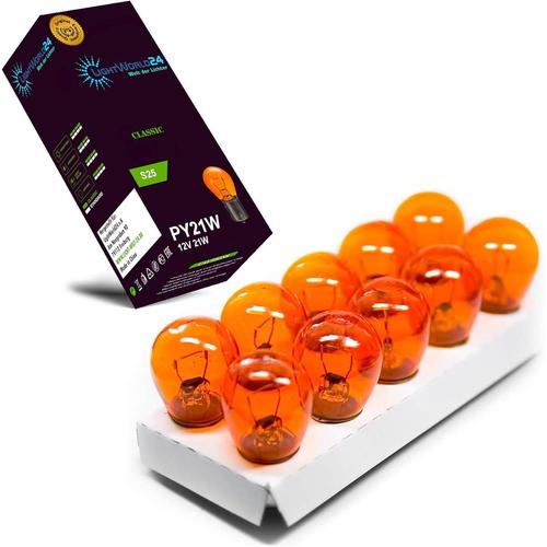 Lightworld24 10 X Py21w Ampoule Clignotant Ampoule Clignotant 12v Orange Jaune Boule Bau15s Lampe Auto S25 21w Ampoule Clignotant Ampoule