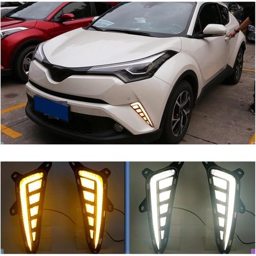 White And Yellow 2 Pièces Compatibles For Toyota. Chr C-Hr 2016 2017 2018 2019 Led Feux Diurnes Drl Feux Antibrouillard Avec Clignotant Style De Voiture (Color : White And Yellow)