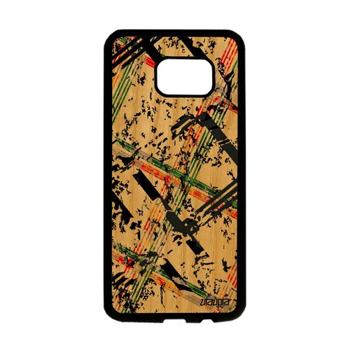 Coque En Bois Silicone Galaxy S7 Edge Carreau Tartan Fond Jolie Telephone Etui Rigide Design Effet Abstrait Vert Motif De Samsung