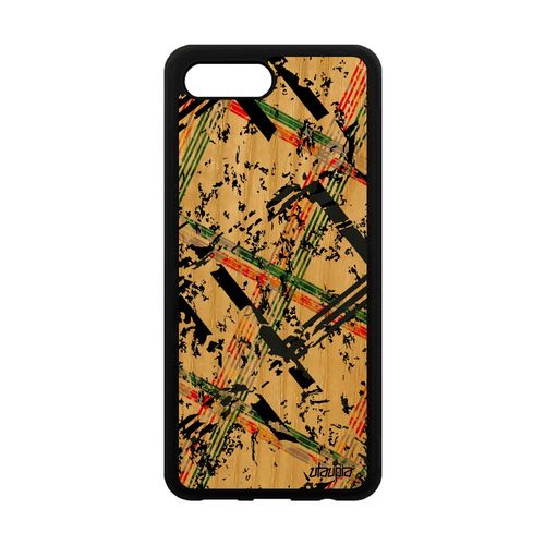 Coque Carreau Tartan Honor 10 En Bois Silicone Souple Vert Effet Etui Antichoc Geometrique Abstrait Unique Rigide Fond Design Motif