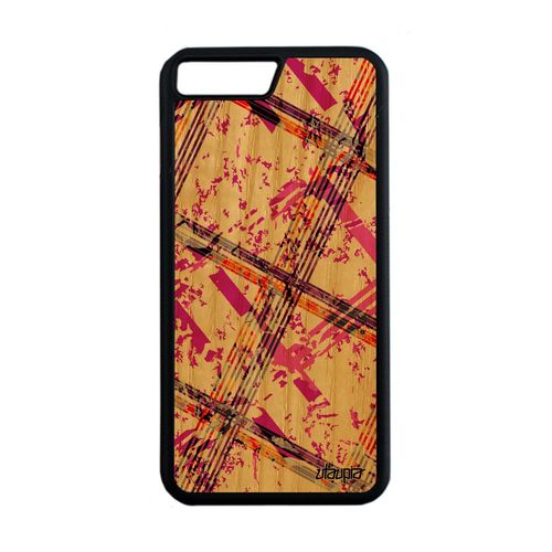 Coque Bois Iphone 7 Plus Silicone Carreau Tartan Personnalisé Design Etui Geometrie Artisanat Ecossais Coloré Texture Rose