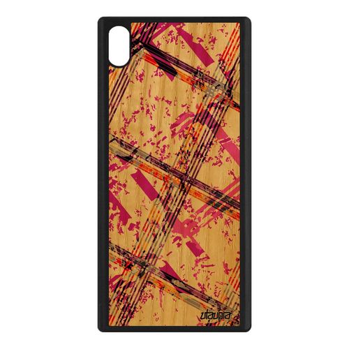 Coque Carreau Tartan Sony Xperia Xa1 Ultra En Bois Silicone Motif Antichoc Design Portable Geometrie Ecossais Rose Texture Telephone
