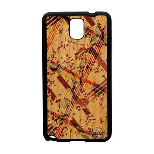 Coque Silicone Pour Samsung Galaxy Note 3 Bois Carreau Tartan Carre De Protection Smartphone Portable Effet Fond Geometrique Marron