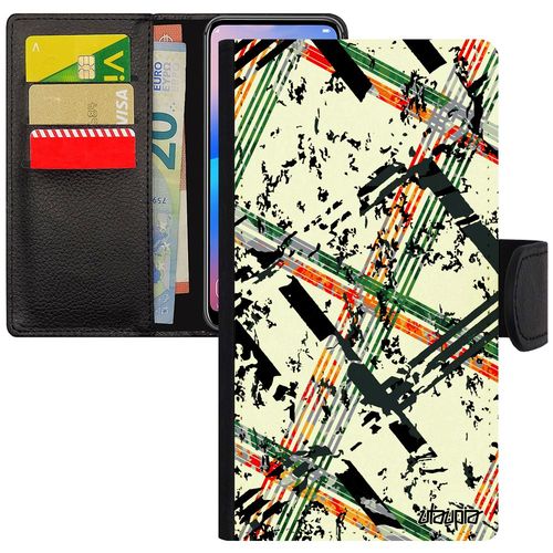 Coque Galaxy J3 2015 Cuir Rabat Carreau Tartan Geometrique Design Moderne Motif Smartphone Original Leather Case Texture De Samsung