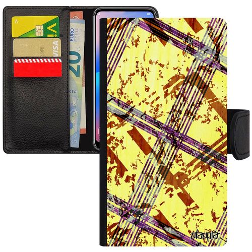 Coque Iphone Xs Max Simili Cuir Portefeuille Porte Cartes Carreau Tartan Telephone Jolie Motif Case Fond 64 Go Noir Effet 4g