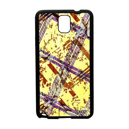 Coque Silicone Samsung Galaxy Note 3 Carreau Tartan Telephone Jaune Motif Dessin Abstrait Portable Effet Jolie Rigide Etui Geometrie