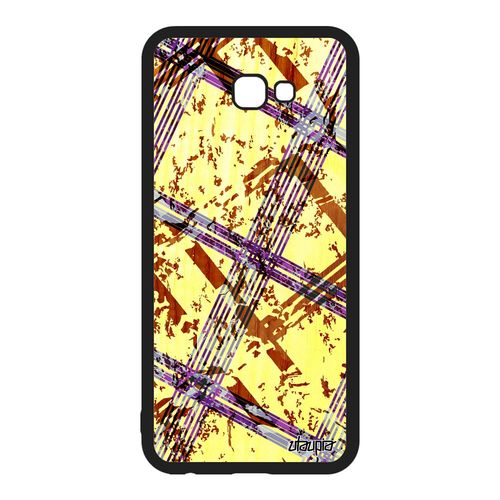 Coque De Protection Pour Samsung Galaxy J4 Plus 2018 Silicone Carreau Tartan Motif Geometrie Effet Fond Abstrait Jaune Personnalisé