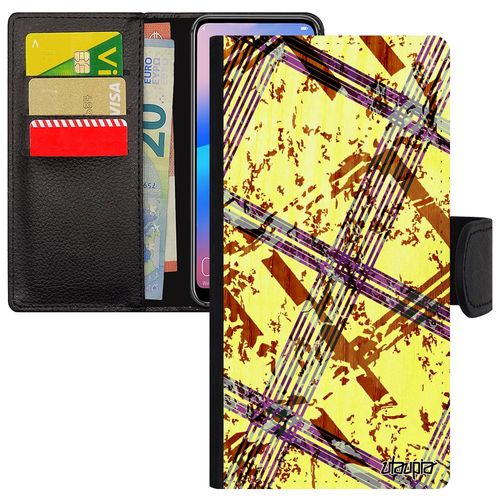 Coque Galaxy A3 2016 Portefeuille Porte Cartes En Silicone Carreau Tartan Antichoc Geometrie Abstrait Dessin Leather Housse Samsung
