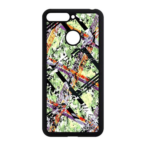 Coque Silicone Carreau Tartan Honor 7a Telephone Original Design Ecossais Vert Rigide Texture Geometrie Coloré Motif Portable Housse
